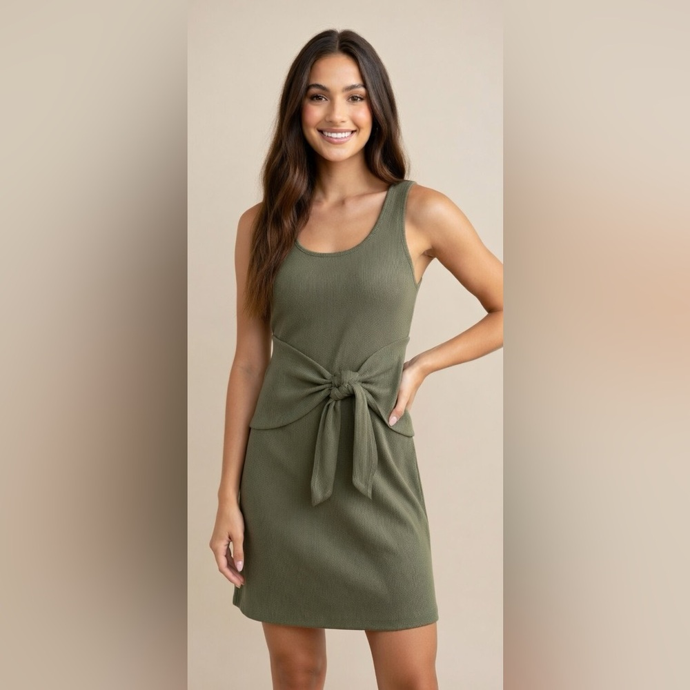 Aerie Wrap Tie Ribbed Tank Mini Dress in Olive Green‎ - XXL